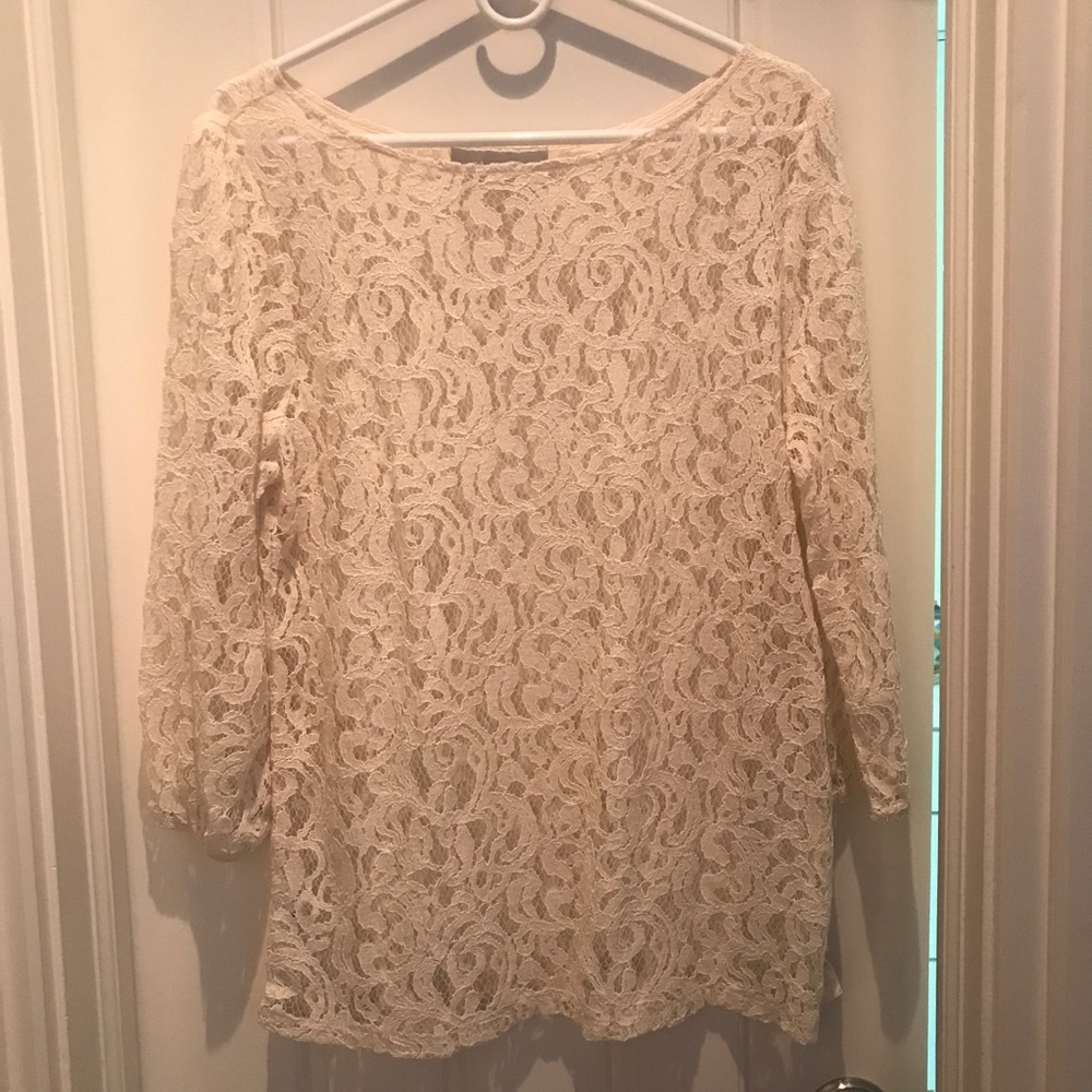 LOFT: cream linen blouse